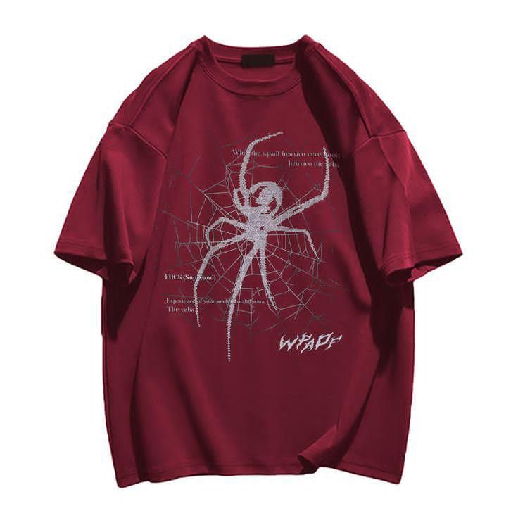 Blueblackie adult t-shirt & huddy  maroon color with spider web printed ANA0009