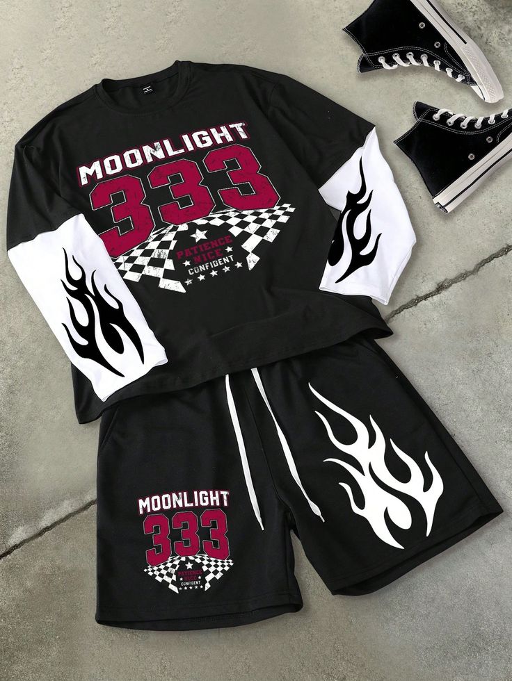 Blueblackie Child T-shirt set of T-shirt and short's black color with shoe