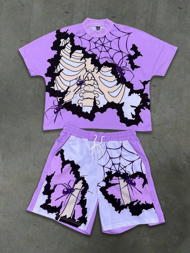 Blueblackie Child T-shirt set T-shirt and short's printed purple color t-shirt and shorts