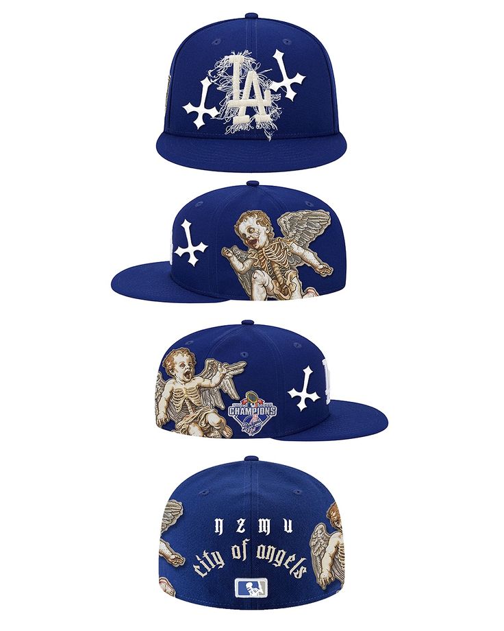 Blueblackie City of angels Cap for Men Stylish Embroidered and Urban Swagger Trendy Active Blue