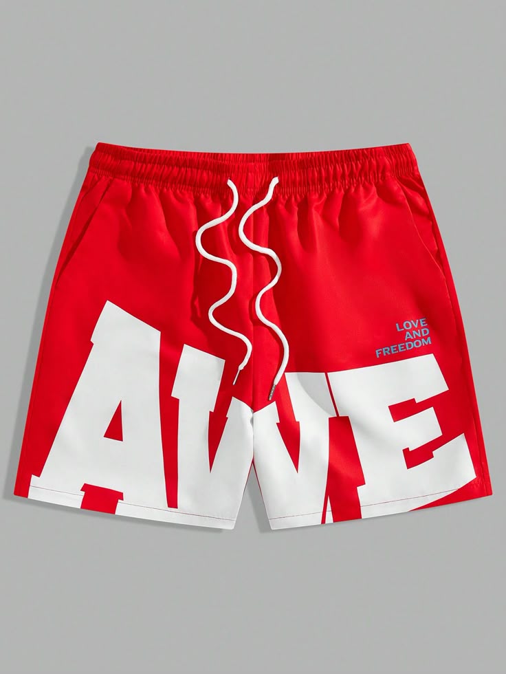 Blueblackie Awe Branded Regular fit Red shorts for men