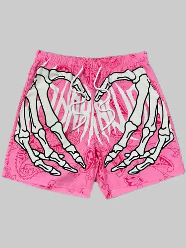 Blueblackie Brooklyn Branded Regular fit pink Printed shorts for men